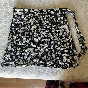 Abound Black Floral Mini Skirt